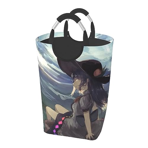 東方ひななゐ てんし ランドリーバスケット ランドリーバッグ ランドリー収納 防水 取っ手付き 収納バスケット 折り畳み 大容量 衣類収納バッグ 省スペース 蓋なしかご