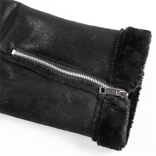 Chaqueta de cuero para hombre con forro de piel y cierre grueso miniatura 4