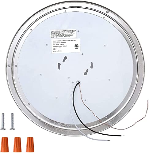 Lunabode Led Dimmable Led Light, Double Ring, Hallway Light Fixtures Ceiling, Bedroom Lights, Closet Lights, Kitchen Lights, 22W (100W Eq), 1800Lm, 4000K, Brushed Nickel, Etl (14", Natural White) #TOP3