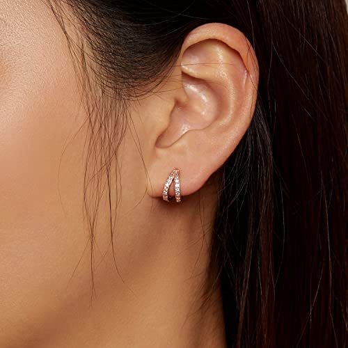 Créoles Huggie fendues argent sterling or blanc et rose, le cadeau idéal - 5