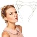 DRESHOW Rhinestone Cat Ears Headbands Kitty Crystal Hair Band for Girls and Women Pack of 2 Silver Gold Rhinestone Gold Sliver One Size