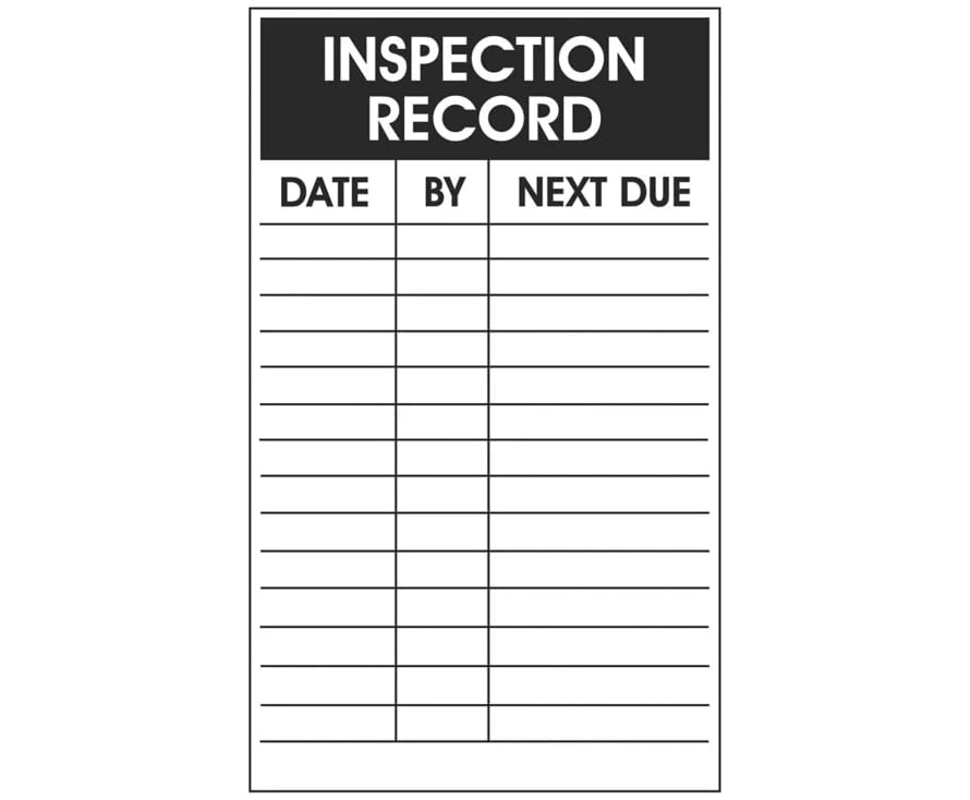 NMC Monthly Inspection Record Label