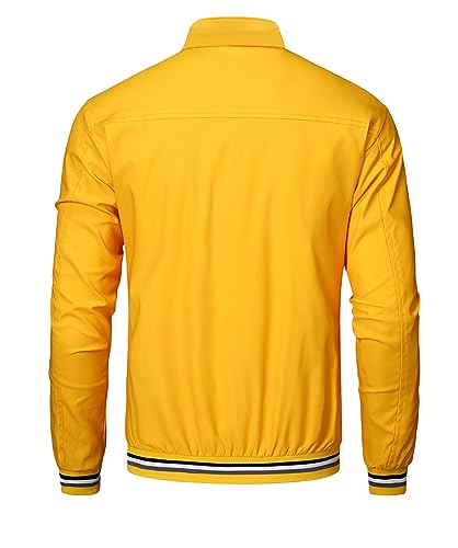 Mens Lightweight Windbreaker Bomber Jacket Zip Up Coat with Pockets, Softshell Windproof Material2