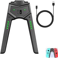 Joy Con Charging Grip Handle Compatible with Nintendo Switch/Switch OLED, V-Shaped Game Grip Controller with LED Battery Indicators, Play While Charging, USB-C Charging Cable Included