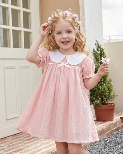 Image of Kucnuzki Baby Girl Clothes Cute Spring Summer Sun Dresses Toddler Casual Puff Sleeve Floral Dress Girls Summer Outfits