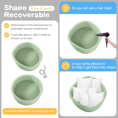 Image of SHJADE Foam Ball Pit, 35.4 inchx 11.8 inch Ball Pits for Toddlers-Green | Soft Memory Sponge Round Playpen Ball Pool for Kids, Ideal Gift for Babies, Indoor and Outdoor Game, Balls not Included