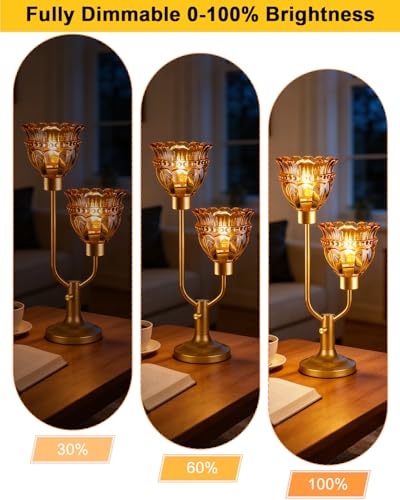 Image of Lightdot Mid Century Modern Table Lamp Dimmable Vintage Gold Lamp Gift