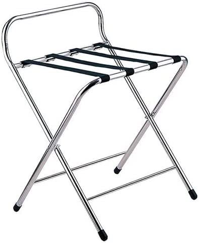 Porte-bagages pliable en métal 60cm avec dossier et sangles nylon pour chambre