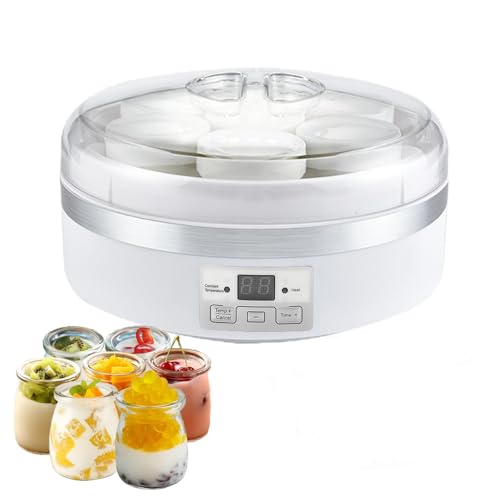 Yogurt Natto Maker Machine, 1.7L Automatic Yogurt Maker with Timer and Constant Temperature Control, Greek Yogurt Machine Rice Wine Maker with 7 Glass Jars