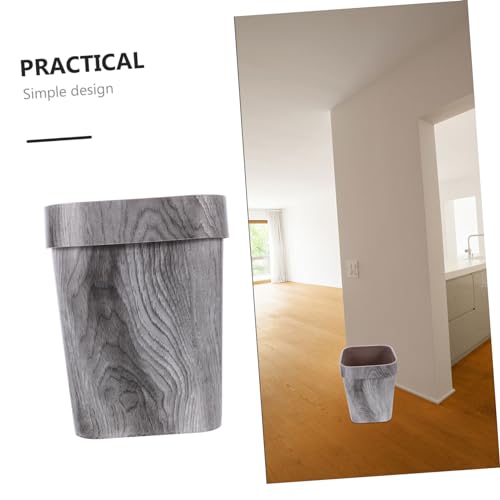 Caneca de basura rectangular sin tapa de plástico gris miniatura 5