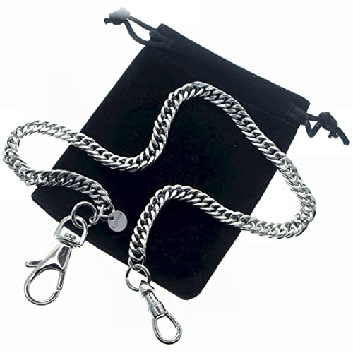 Watchvshop Pocket Watch Chain Albert Chain, All Stainless Steel, With Steel Double Cuban Link Chain, Albert Swivel Steel Clasp And Steel Swivel Lobster Clasp Fcs80 #TOP4