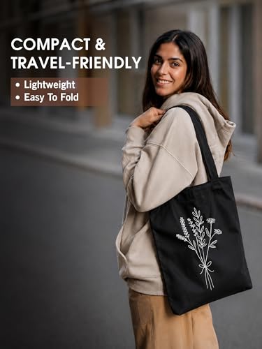 Image of DOODLE Premium Canvas Tote Bag for Women with Zip and Inner Pocket for Shopping, Office, Travel and Daily Use