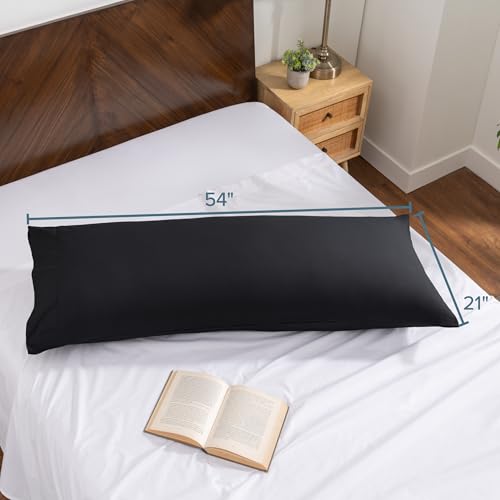 Image of Bare Home Microfiber Body Pillow Cover - Ultra Soft & Cooling - Double Brushed - Envelope Closure - Easy Care (21''x54'' Body Pillow Cover, Black)