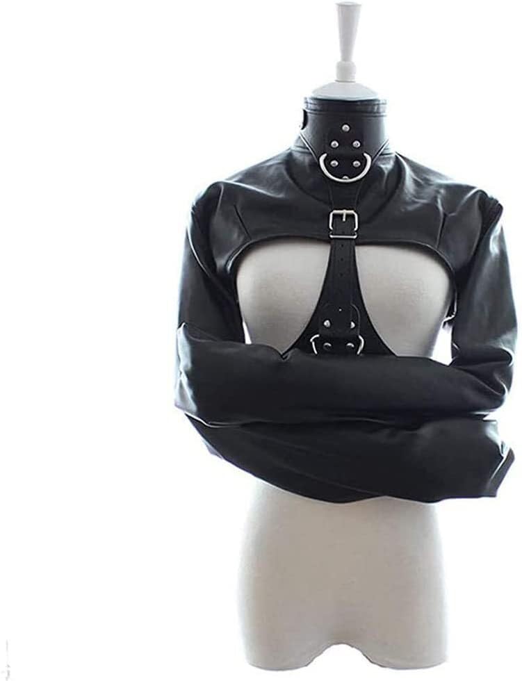 Sexy Femmes PU Cuir Camisole de Force Strict Kinky Fantaisie Droite Veste Fantaisie Costume