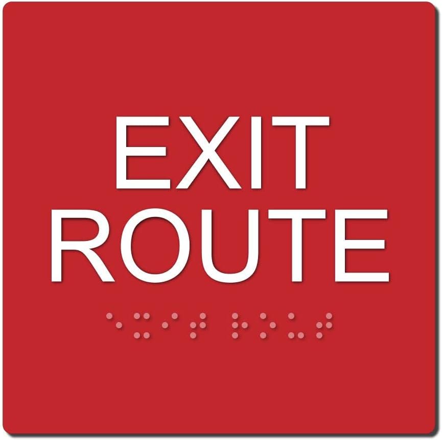 ADA Compliant Tactile Exit Route Sign (BLACK/WHITE)