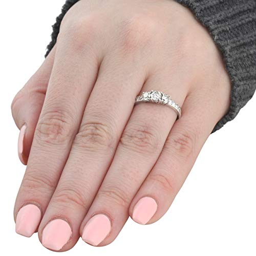 Pompeii 1ct Diamond 3 Three Stone Engagement Ring 10K White Gold4