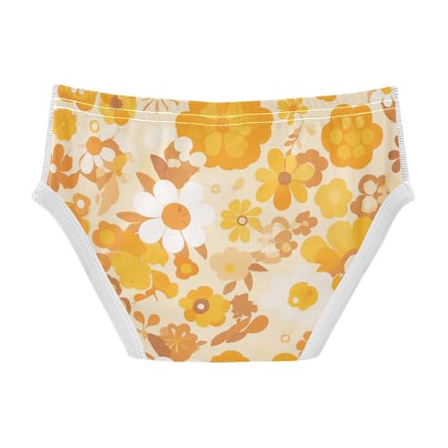 KLL Vintage Yellow Orange Floral Pattern Toddler Boys' Soft Underwear Breathable Children Undies2