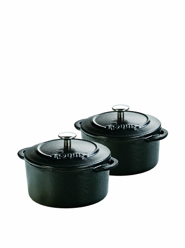 Lodge Enameled Cast Iron Mini Round Cocotte, Matte Black, Set of 2