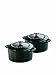 Lodge ECMCR11 Enameled Cast Iron Mini Round Cocotte, Matte Black, Set of 2