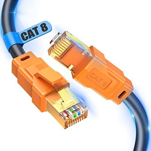 Folishine Cat 8 Ethernet Cable 3M, 26AWG Lastest 40Gbps 2000Mhz SFTP Patch Cord, Heavy Duty High Speed Cat8 Lan Network RJ45 Cable- in Wall, Outdoor, Weatherproof Rated for Router/Modem/Gaming