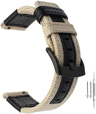 Nice Pies Nylon Quick Release Watch Bands,Replacement Canvas Fabric Sport Strap,20/22/24mm Military Style Wristband for Men Women Watch Bracelet,Stainless Steel Black Buckle (22mm, Apricot)