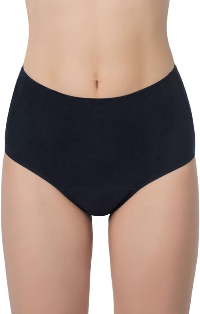 AIRCUTE Absorbent Urinary Incontinence Underwear for Women, Seamless Sanding High Waist Panty for Bladder Leaks Protection 60ML(Black, Medium)