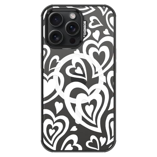 MOSNOVO for iPhone 15 Pro Max Case for MagSafe, Twist Heart, Black