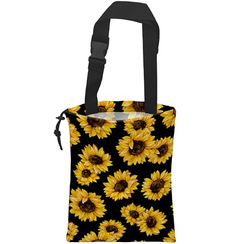 Image of Car Trash Bag Sunflower Car Garbage Bag Hanging Car Trash Can for Back Seat with Drawstring