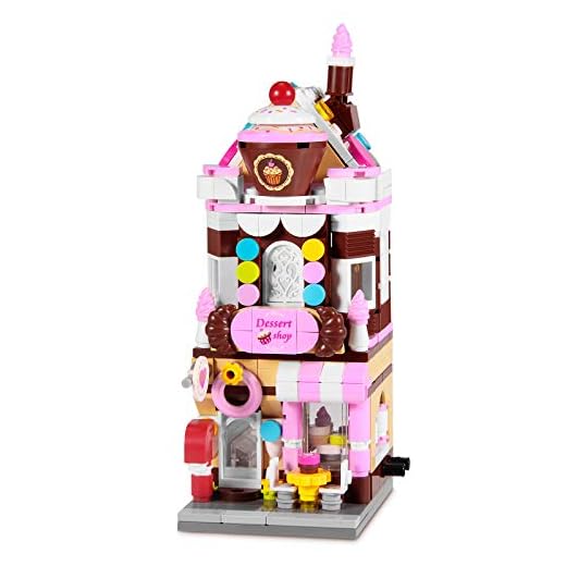 Henoda Building Blocks Toys for 8-12 Years Old Girls, 344pcs Dream Dessert House Building Street-View Kits, Construction Educational STEM Toys for Kids, Girls Gifts for Age 7-12 Years Old