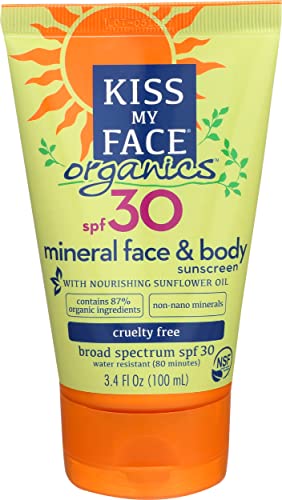 Kiss My Face, Sunscreen Face Body SPF 30 Organic, 3.4 Fl Oz