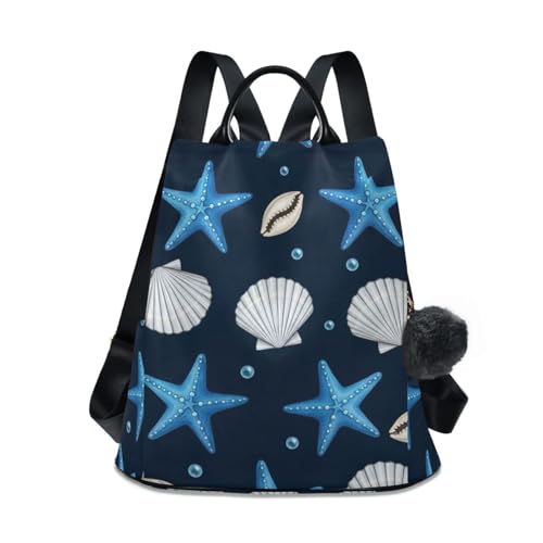 Sac à dos décontracté bleu motif mer avec poche arrière zippée femme
