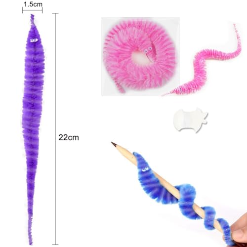 KSJEHW 12 Stücke Fuzzy Wurm Spielzeug,Magische Raupe,Magic Worm,Magische Wurm Spielzeug,Bunt Wurm Spielzeug,Twisty Zauberwurm,Wiggly Worm,Magic,Haustierspielzeug Für Kätzchentraining(6 Farben)