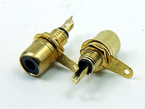 POPESQ® 2 unidades. x RCA Cinch Conector Hembra De 1 Vías Negro Placa Oro #A2744