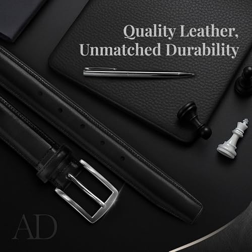 Genuine Leather Dress Belts For Men - Mens Belt For Suits, Jeans, Uniform With Single Prong Buckle - Designed in the USA