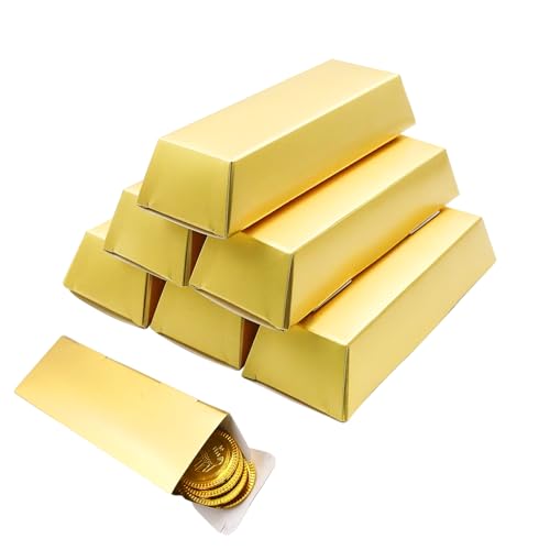 INNAL 20 Pièces Boîtes à Bonbons en Lingots D'or 14.5 x 5 x 3cm Boîte de Bonbons Fausses Barres D'Or Boîtes Cadeaux pour Fêtes Thème de Pirate Mariages...