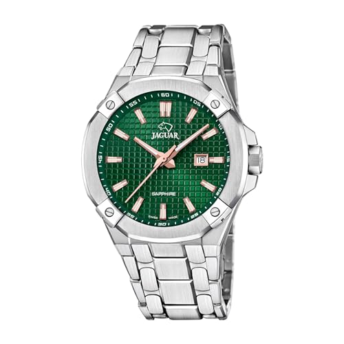 JAGUAR Swiss Made Herrenuhr Edelstahl 316L Silber - Quarz, Datum, Saphirglas - Wasserdicht 10 ATM - J1009/3 Diplomatic