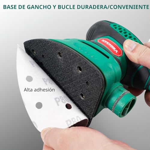 Miniatura 5 de Hychika Lijas Para Lijadora, 60 Piezas 140 X 80 Mm 6 Agujeros, Gancho Y Bucle, Grano 60 80 100 120 180 240, Compatible Con Hychika 140w Lijadora, Número Modelo: Tx104