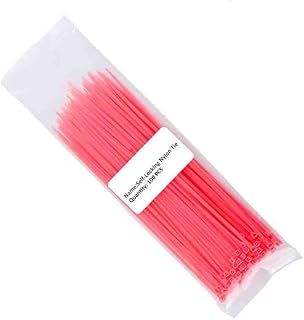 100 tiras de plástico multicolores con cierre automático (3,6 x 300 mm, rojo rosa)