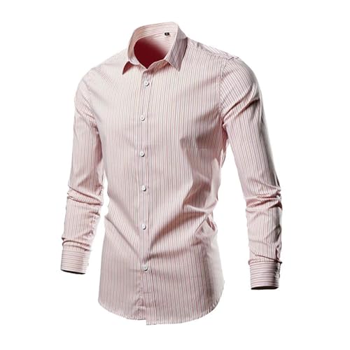 Chemise rayée homme coupe droite en coton classique décontractée à manches longues