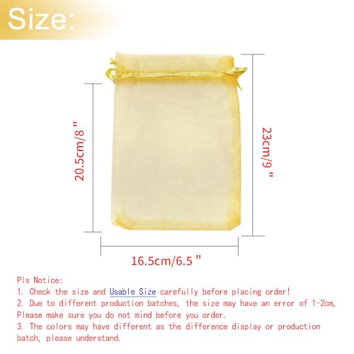 Image of Dealglad 50pcs Drawstring Organza Jewelry Candy Pouch Christmas Wedding Party Favor Gift Bags (7x9 inch, Golden)