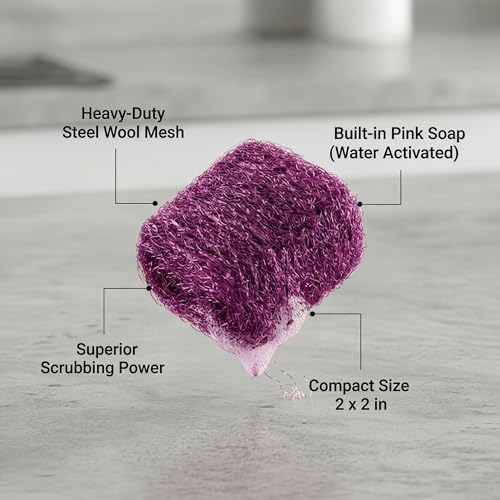 Image of SteadMax 20 Pack Steel Wool Soap Pads, Pre-Soaped Metal Scouring Pads for Easy Cleaning of Dishes, Pans, Ovens and Pots