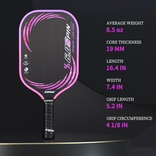 Image of XS XSPAK Carbon Fiber Pickleball Paddle - Tournament Edition - World Champion Surface Technology Options Pickleball Racket - USAPA Polypropylene Honeycomb Paddle with Cushion Comfort Grip