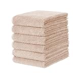 [SEVEN BEAUTY] プレミアムフェイスタオル #S102 (綿100％)(400匁)(125g) 34×86cm ベージュ (6枚入り) [ 厚手 丈夫 吸水 肌ざわり エステ カラー 洗顔 フェイシャル 耐久性 ホテル 美容室 サロン 介護 ]