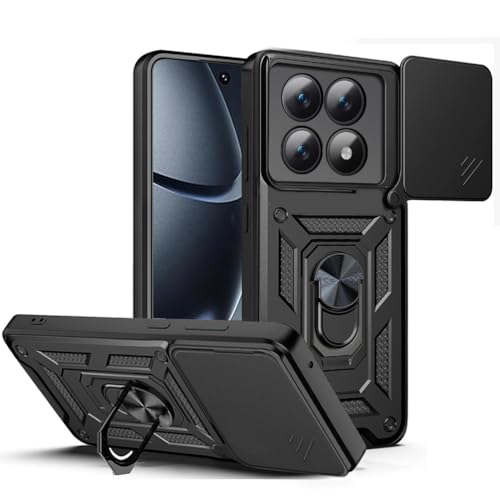 Image of Heavy Duty Back Case Cover for Redmi Note 15 5G, Shockproof Redmi Note 15 Back Cover, Ring Case with Kickstand and Camera Protection Shutter - Black