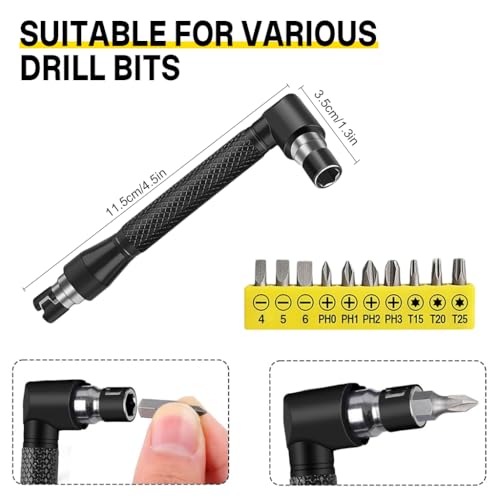 Image of Serplex 17Pcs Flexible Drill Bit Extension, Include 3Pcs Rotatable Socket Adapter 2Pcs Hex Shank 105 Right Angle Drill Attachment 10 Short Screwdriver Bits 90 Angled Bits and Bendable Extension