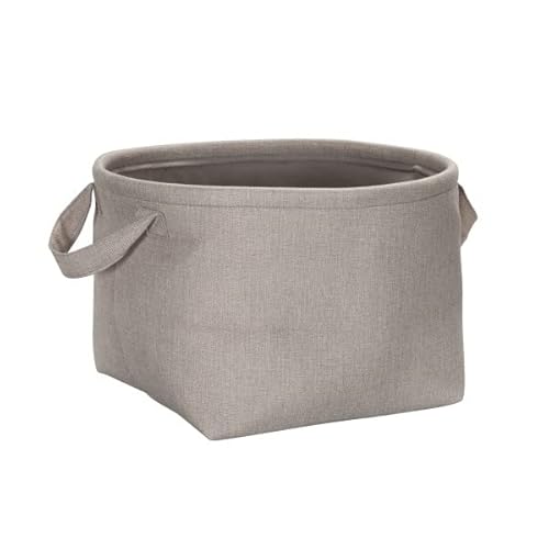 Household Essentials Round Laundry Bin, Soft-Sided Multipurpose Laundry Basket, Linen Lining And Short Handles, Gray #TOP25