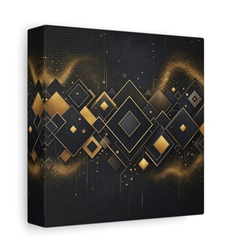 Impression géométrique or et noir toile haut de gamme 15x15 cm motif abstrait luxe
