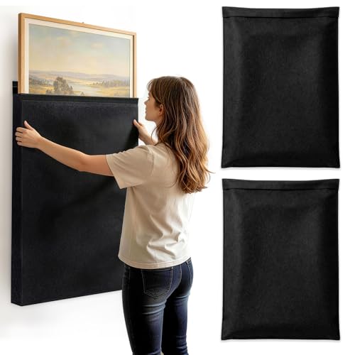 30" x 40" Felt Picture Frame Moving Bag, Mirror & Picture Moving Supplies for Artwork Canvas Painting Frames, Reusable Protective Pouch for Moving Storage (2 Pack, Black)