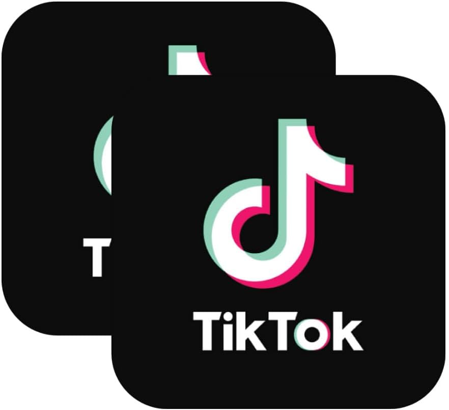TikTok Self Adhesive Stickers - 3 Size Options - Social Media Work Van Shop Office Sign Graphics Advertising Decal (8cm (2 Pack))
