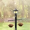 16 Inch Steel Lamp Post Cross Bar Ladder Rest with Removable Knobs, Black, Outdoor Post Light Accessories